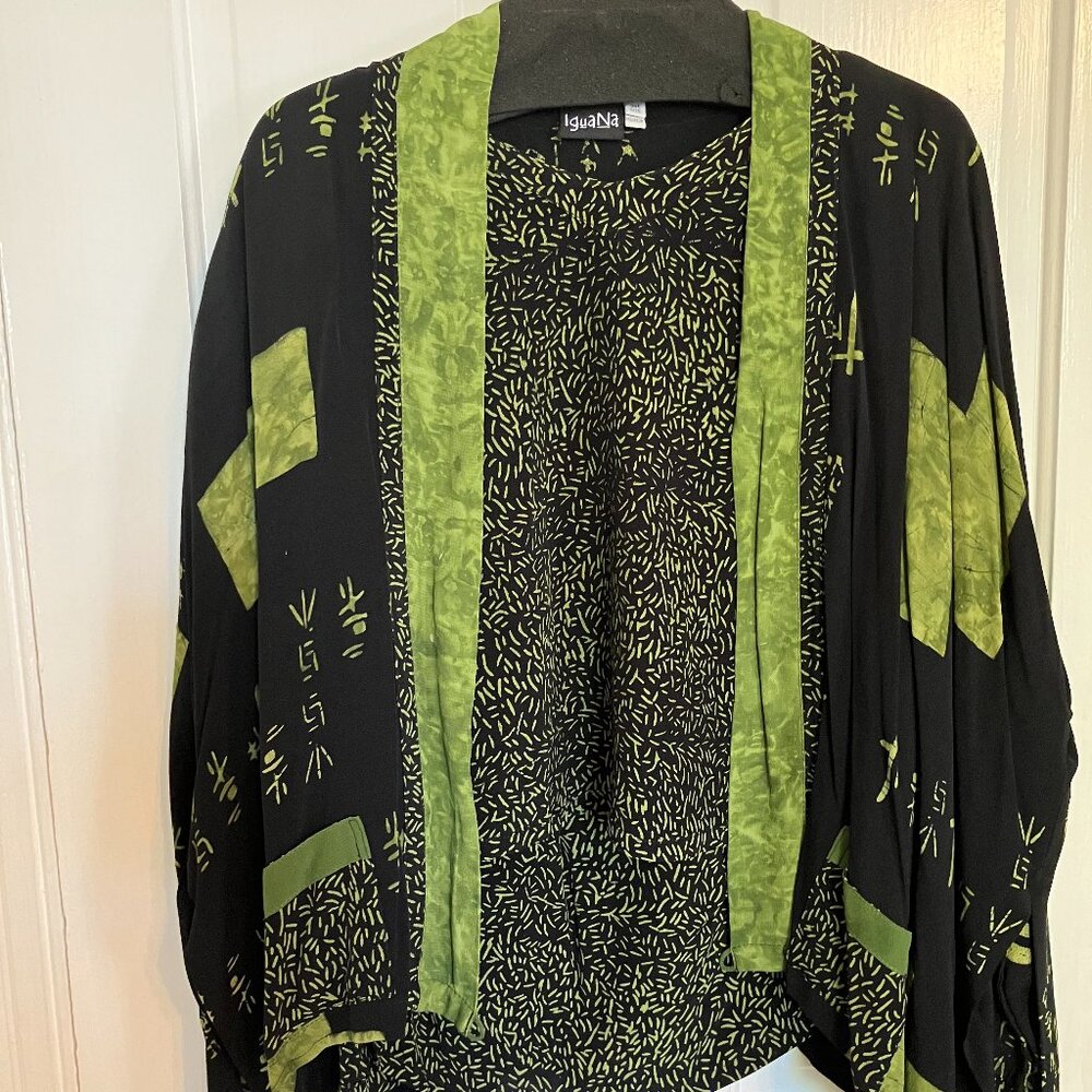 Rayon jacket and long-sleeve top set O/S